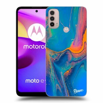 Picasee silikonowe czarne etui na Motorola Moto E40 - Rainbow