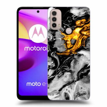 Picasee silikonowe czarne etui na Motorola Moto E40 - Black Gold 2