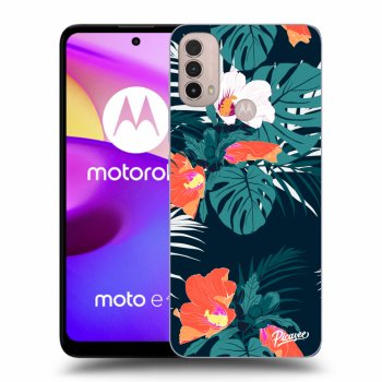 Picasee silikonowe czarne etui na Motorola Moto E40 - Monstera Color