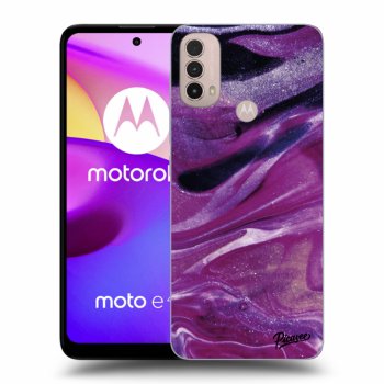 Picasee silikonowe czarne etui na Motorola Moto E40 - Purple glitter