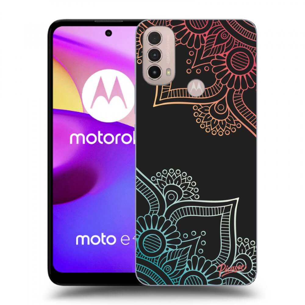 Picasee silikonowe czarne etui na Motorola Moto E40 - Flowers pattern