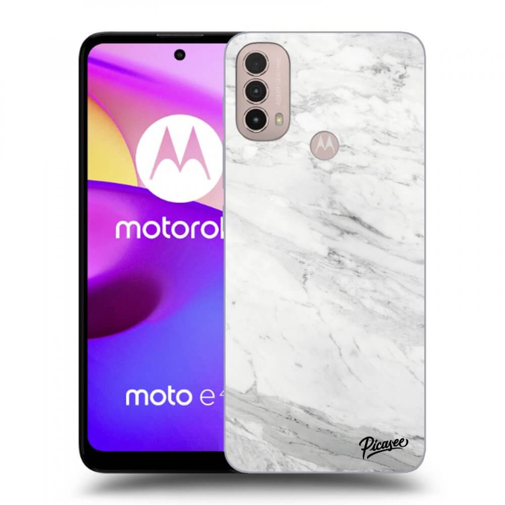 Picasee silikonowe czarne etui na Motorola Moto E40 - White marble