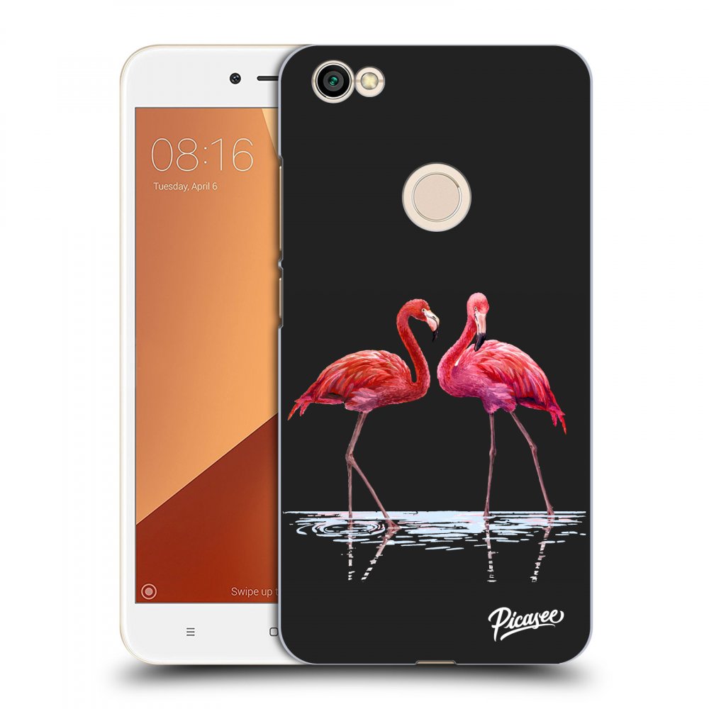 Picasee plastikowe czarne etui do Xiaomi Redmi Note 5A Global - Flamingos couple
