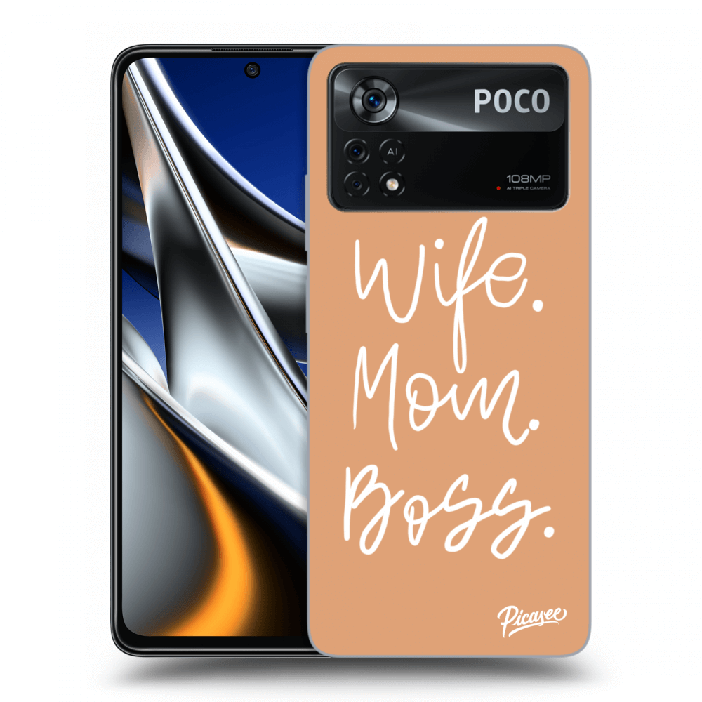 Picasee silikonowe czarne etui na Xiaomi Poco M4 Pro - Boss Mama