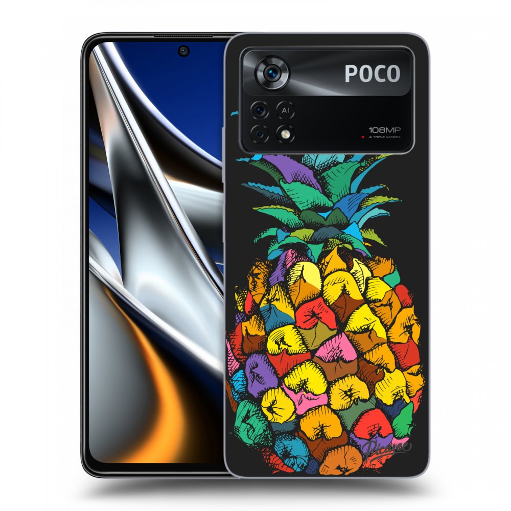 Picasee silikonowe czarne etui na Xiaomi Poco M4 Pro - Pineapple