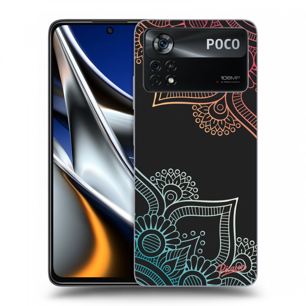 Picasee silikonowe czarne etui na Xiaomi Poco M4 Pro - Flowers pattern