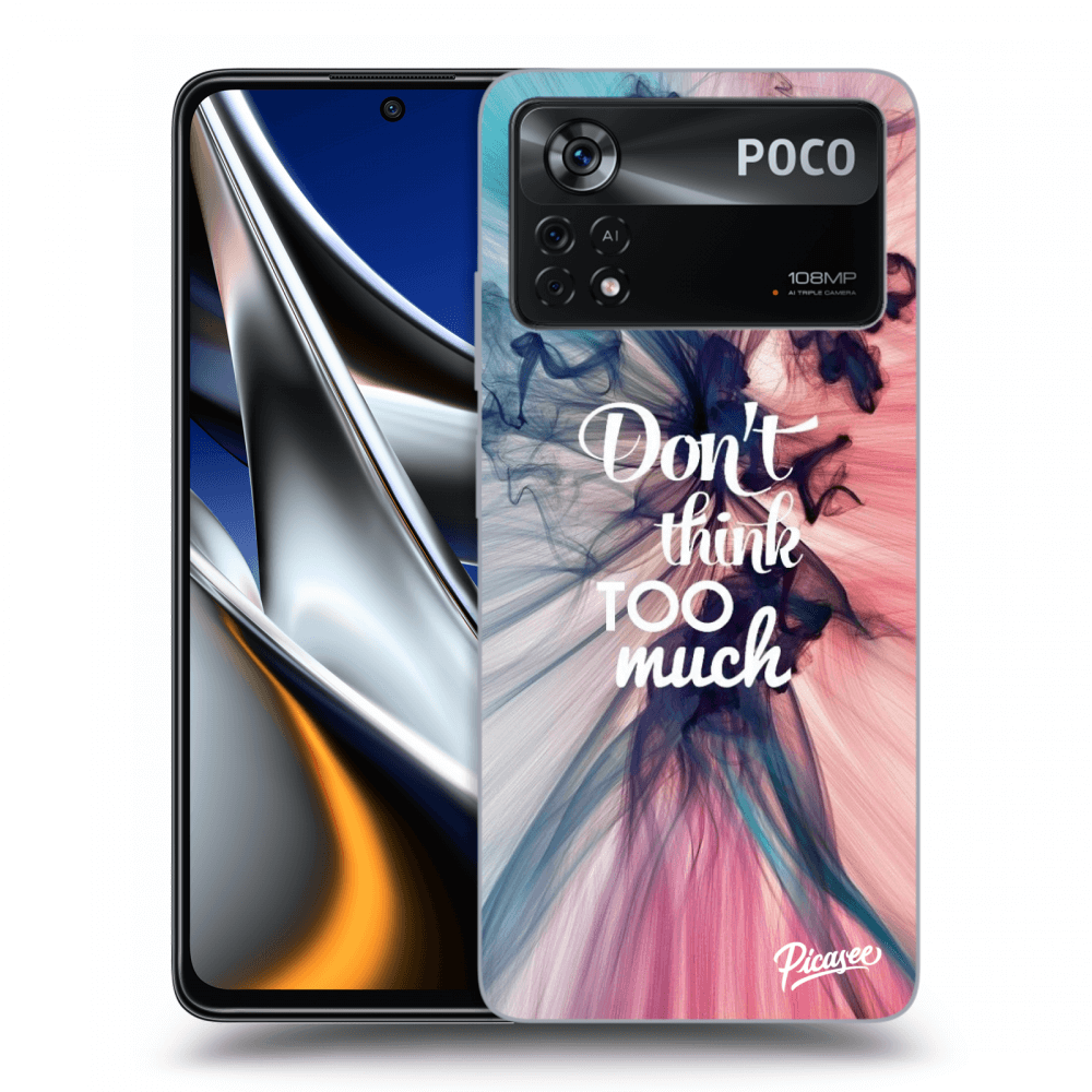 Picasee silikonowe czarne etui na Xiaomi Poco M4 Pro - Don't think TOO much