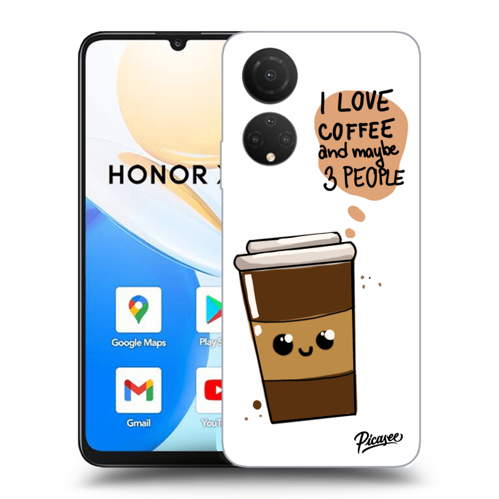 Picasee silikonowe czarne etui na Honor X7 - Cute coffee