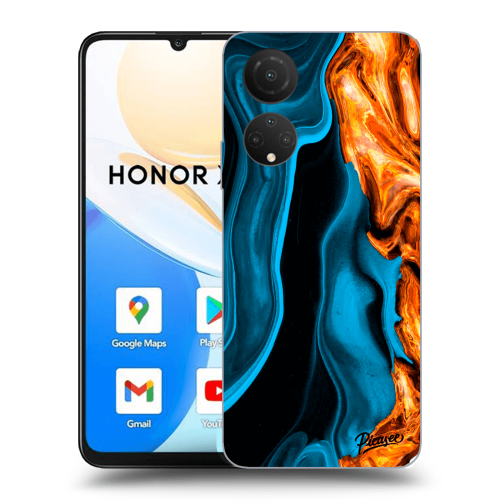 Picasee silikonowe przeźroczyste etui na Honor X7 - Gold blue