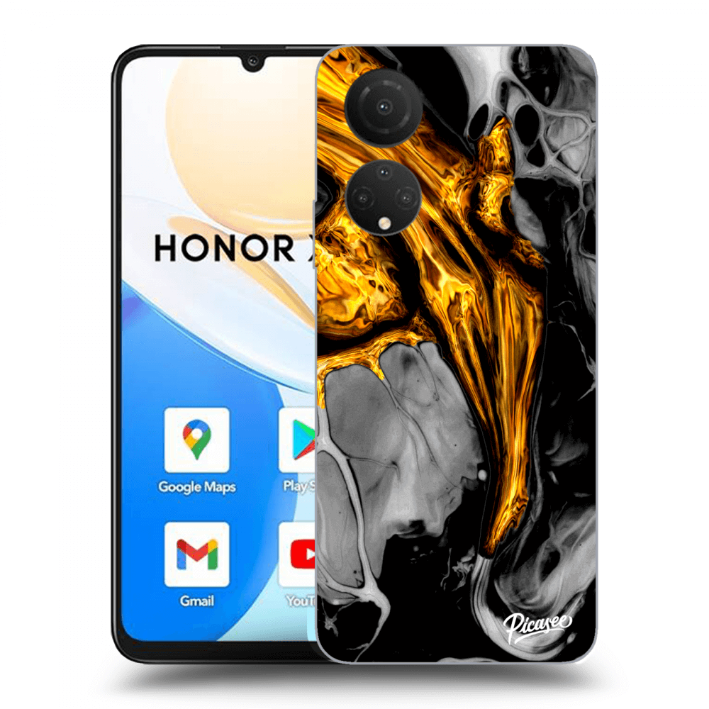 Picasee silikonowe przeźroczyste etui na Honor X7 - Black Gold