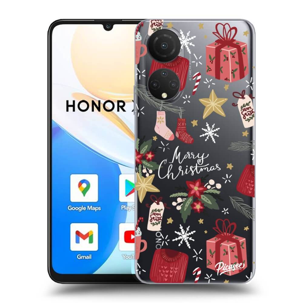 Picasee silikonowe przeźroczyste etui na Honor X7 - Christmas