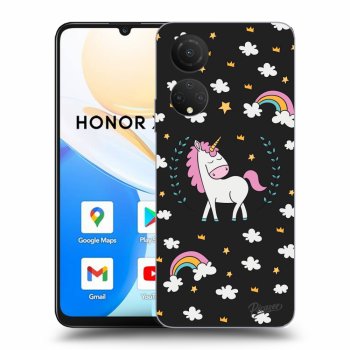 Picasee silikonowe czarne etui na Honor X7 - Unicorn star heaven