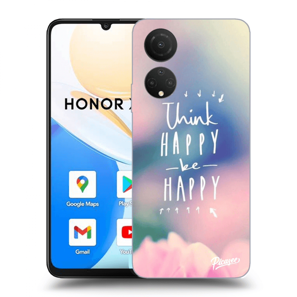 Picasee silikonowe przeźroczyste etui na Honor X7 - Think happy be happy