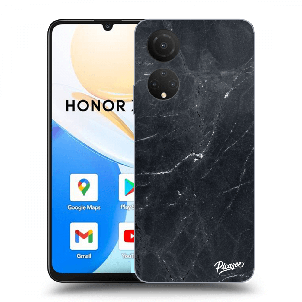 Picasee silikonowe przeźroczyste etui na Honor X7 - Black marble