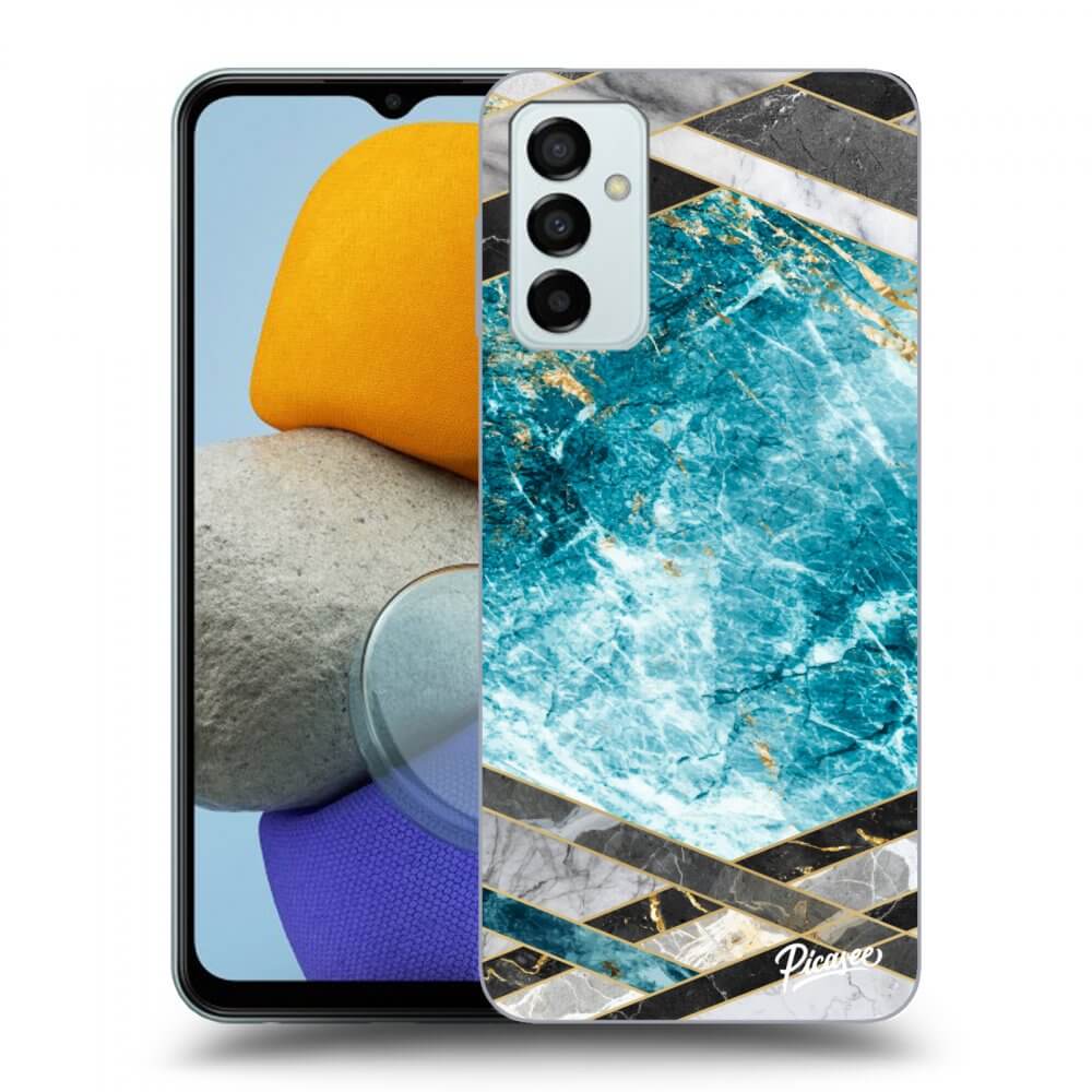 Picasee silikonowe przeźroczyste etui na Samsung Galaxy M23 5G - Blue geometry