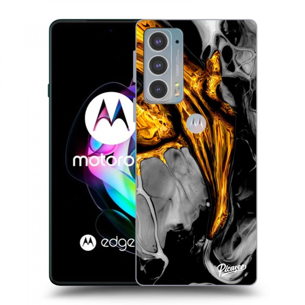 Picasee silikonowe przeźroczyste etui na Motorola Edge 20 - Black Gold