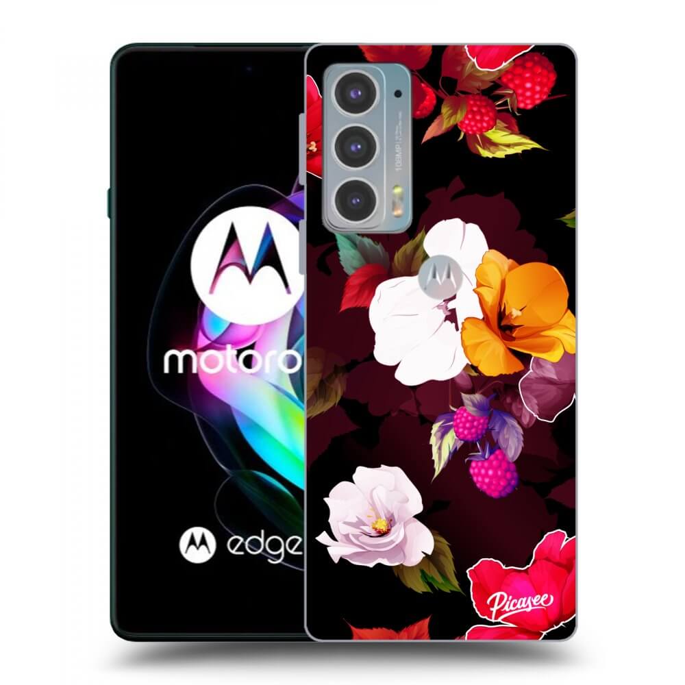 Picasee silikonowe czarne etui na Motorola Edge 20 - Flowers and Berries