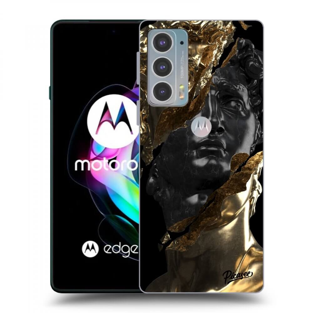 Picasee silikonowe czarne etui na Motorola Edge 20 - Gold - Black