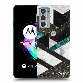 Picasee silikonowe czarne etui na Motorola Edge 20 - Dark geometry