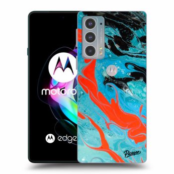 Picasee silikonowe czarne etui na Motorola Edge 20 - Blue Magma