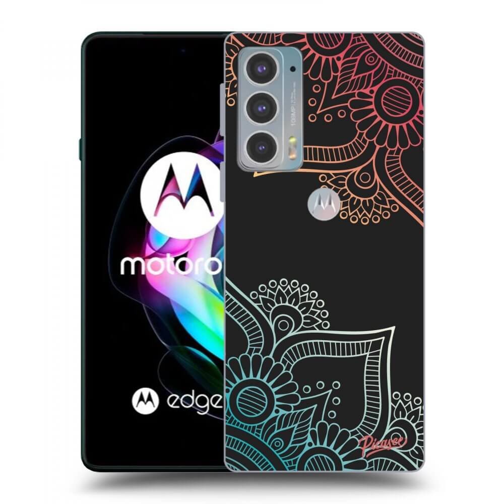 Picasee silikonowe czarne etui na Motorola Edge 20 - Flowers pattern