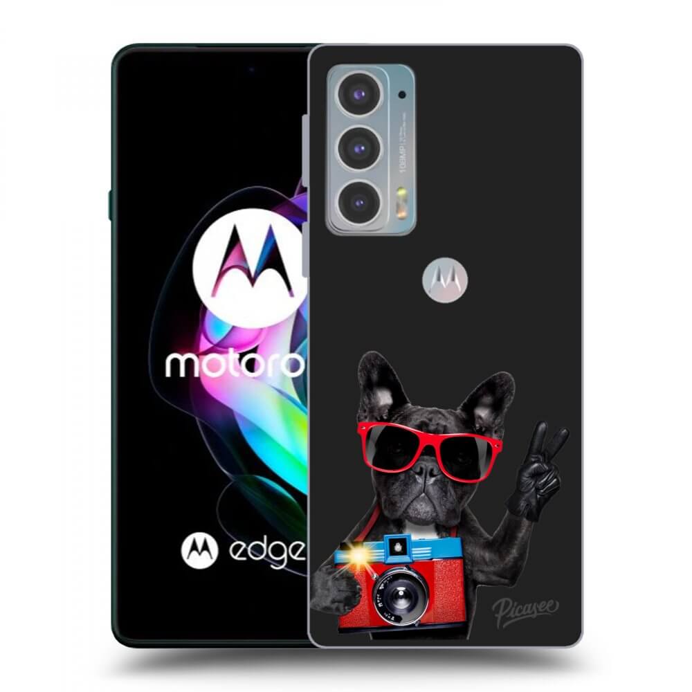 Picasee silikonowe czarne etui na Motorola Edge 20 - French Bulldog