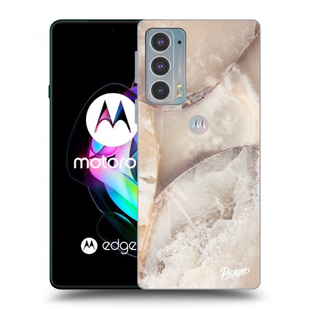 Picasee silikonowe czarne etui na Motorola Edge 20 - Cream marble