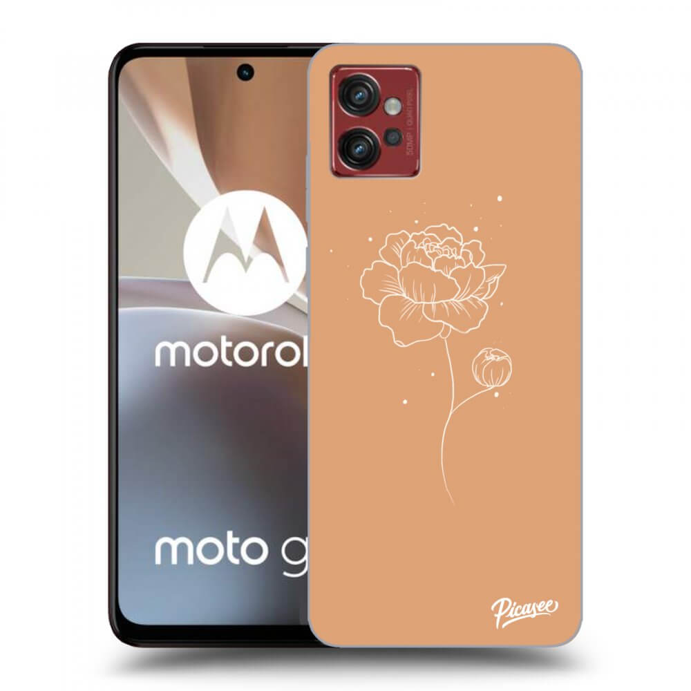 Picasee silikonowe czarne etui na Motorola Moto G32 - Peonies