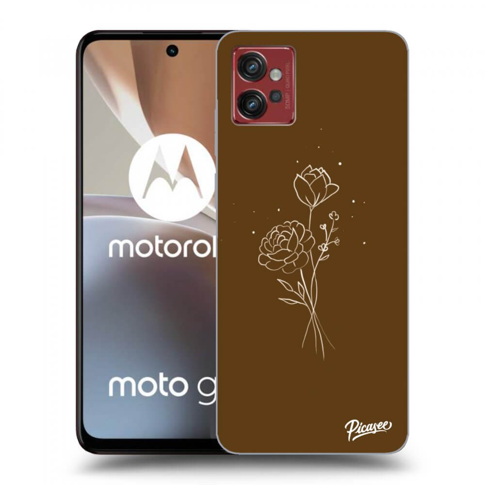 Picasee silikonowe czarne etui na Motorola Moto G32 - Brown flowers