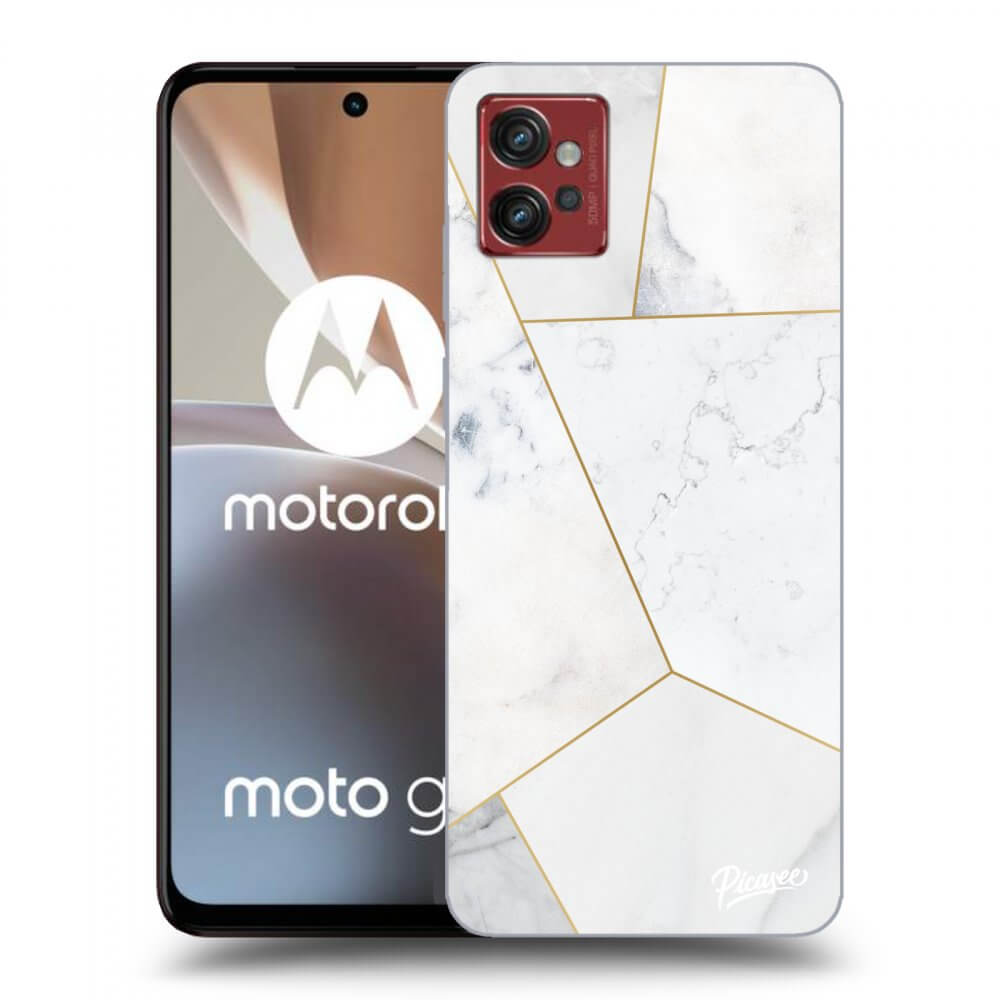 Picasee silikonowe czarne etui na Motorola Moto G32 - White tile