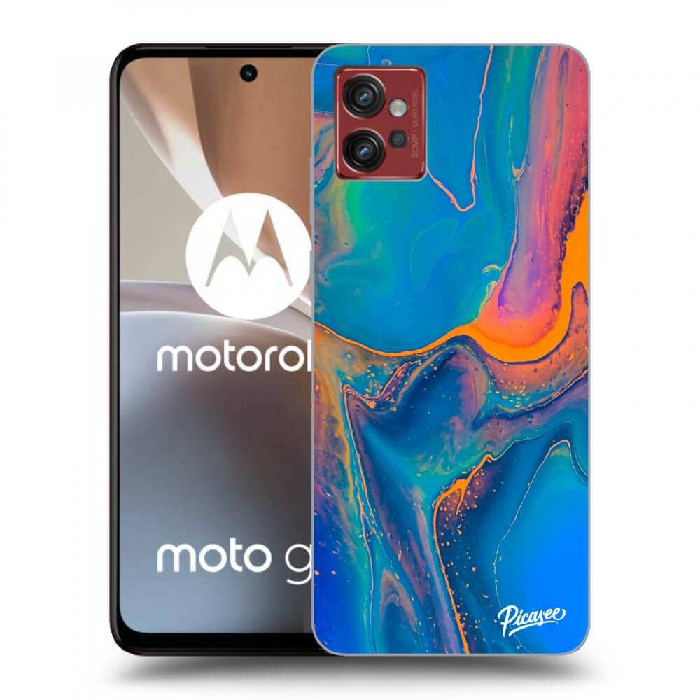 Picasee silikonowe czarne etui na Motorola Moto G32 - Rainbow