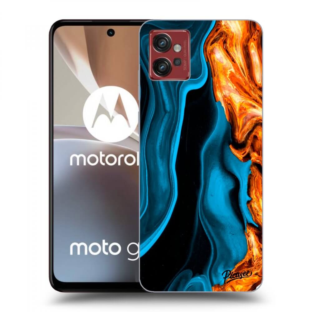 Picasee silikonowe czarne etui na Motorola Moto G32 - Gold blue