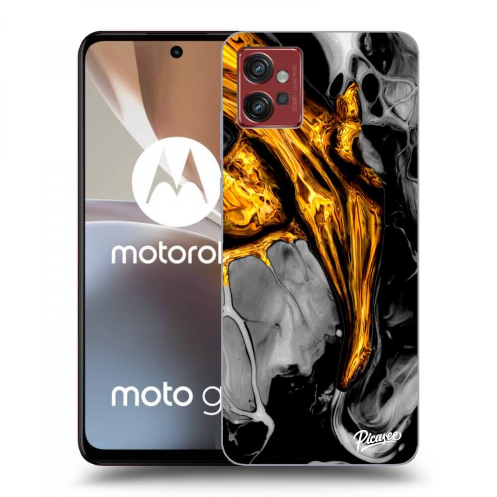 Picasee silikonowe czarne etui na Motorola Moto G32 - Black Gold