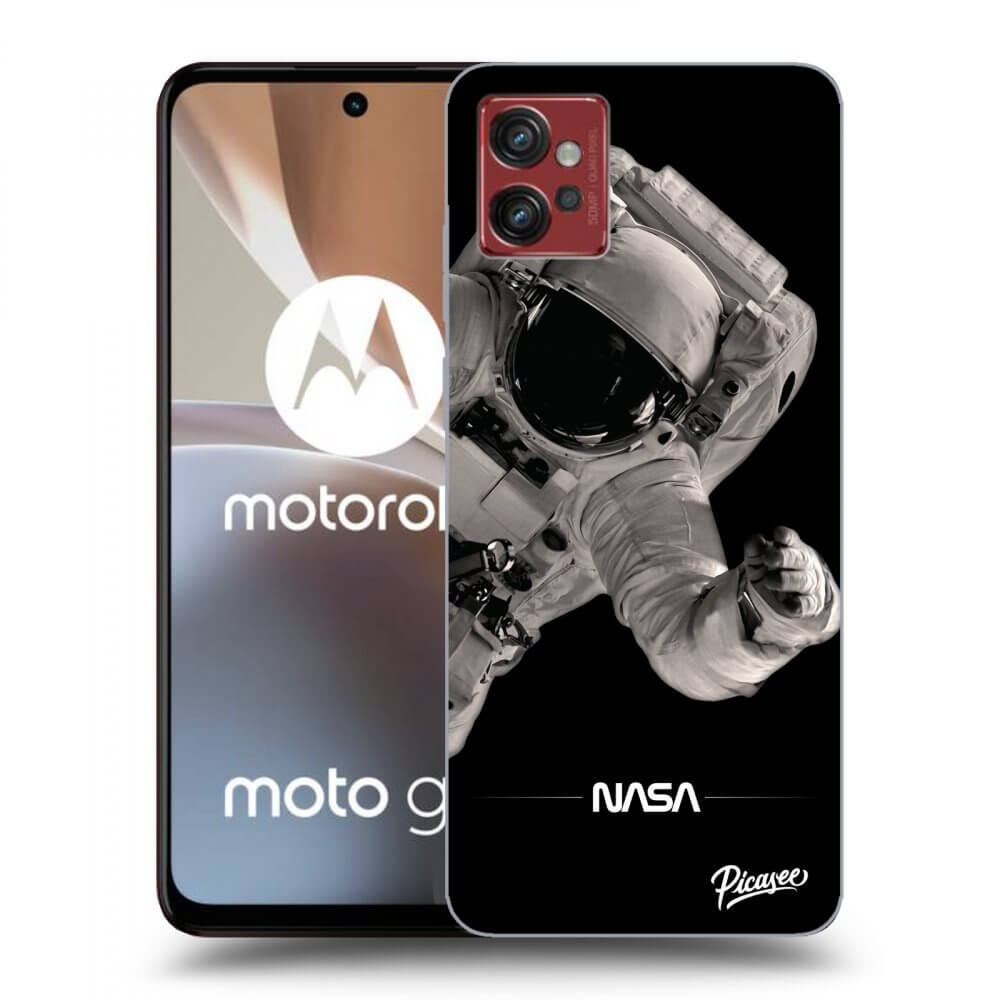 Picasee silikonowe czarne etui na Motorola Moto G32 - Astronaut Big