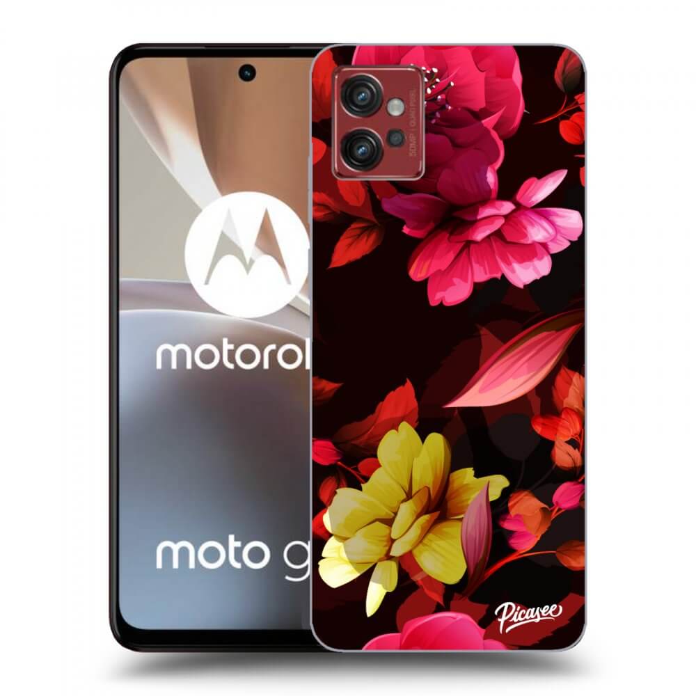 Picasee silikonowe czarne etui na Motorola Moto G32 - Dark Peonny