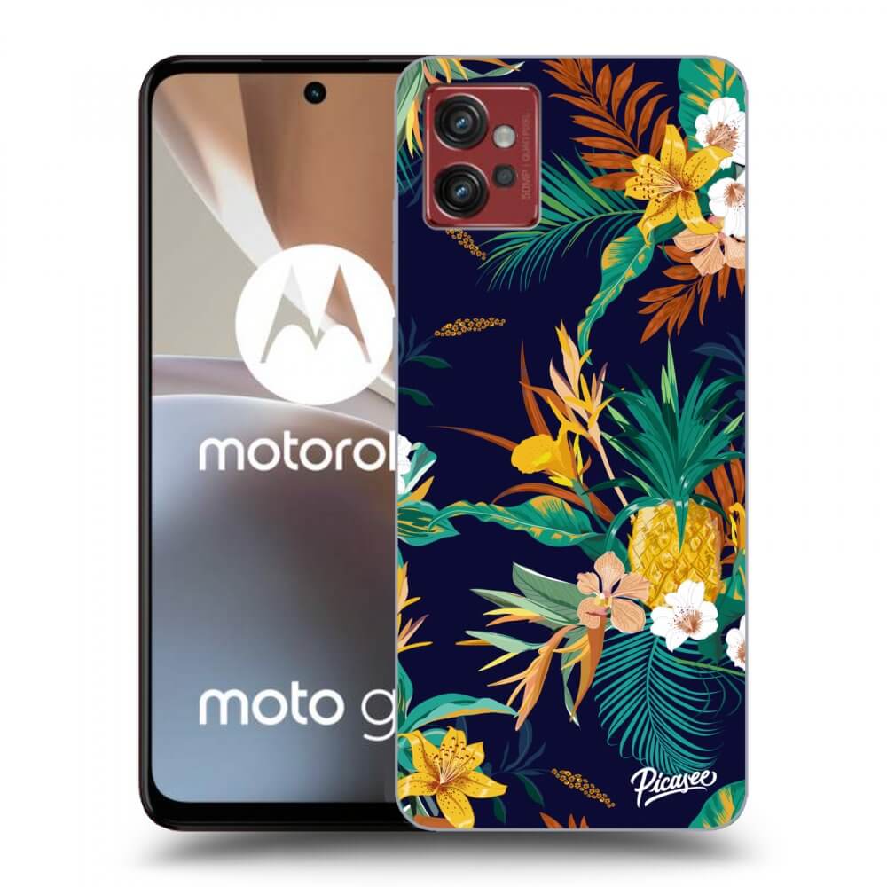 Picasee silikonowe czarne etui na Motorola Moto G32 - Pineapple Color