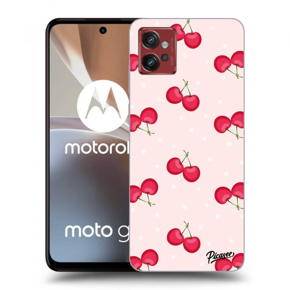 Picasee silikonowe czarne etui na Motorola Moto G32 - Cherries