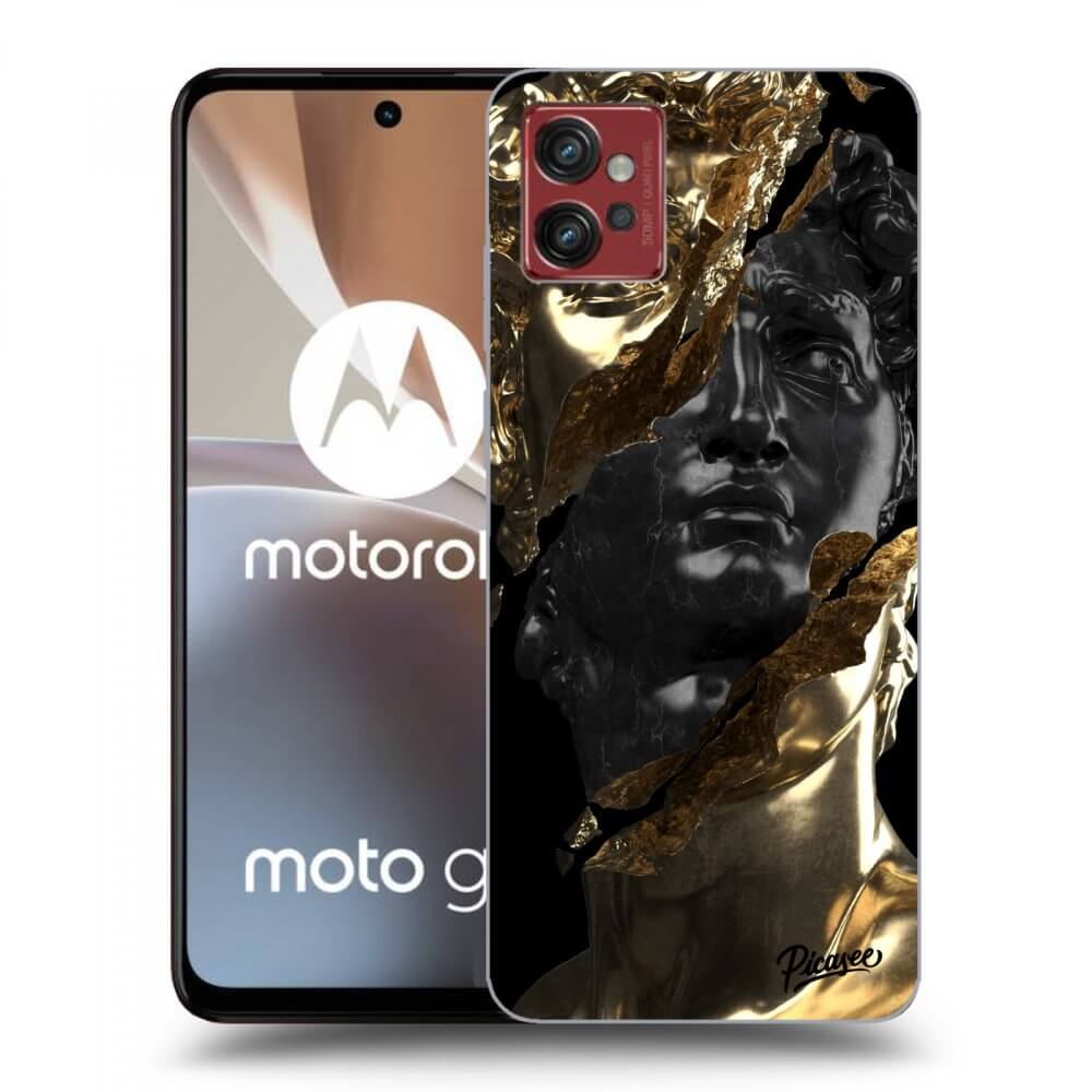 Picasee silikonowe czarne etui na Motorola Moto G32 - Gold - Black