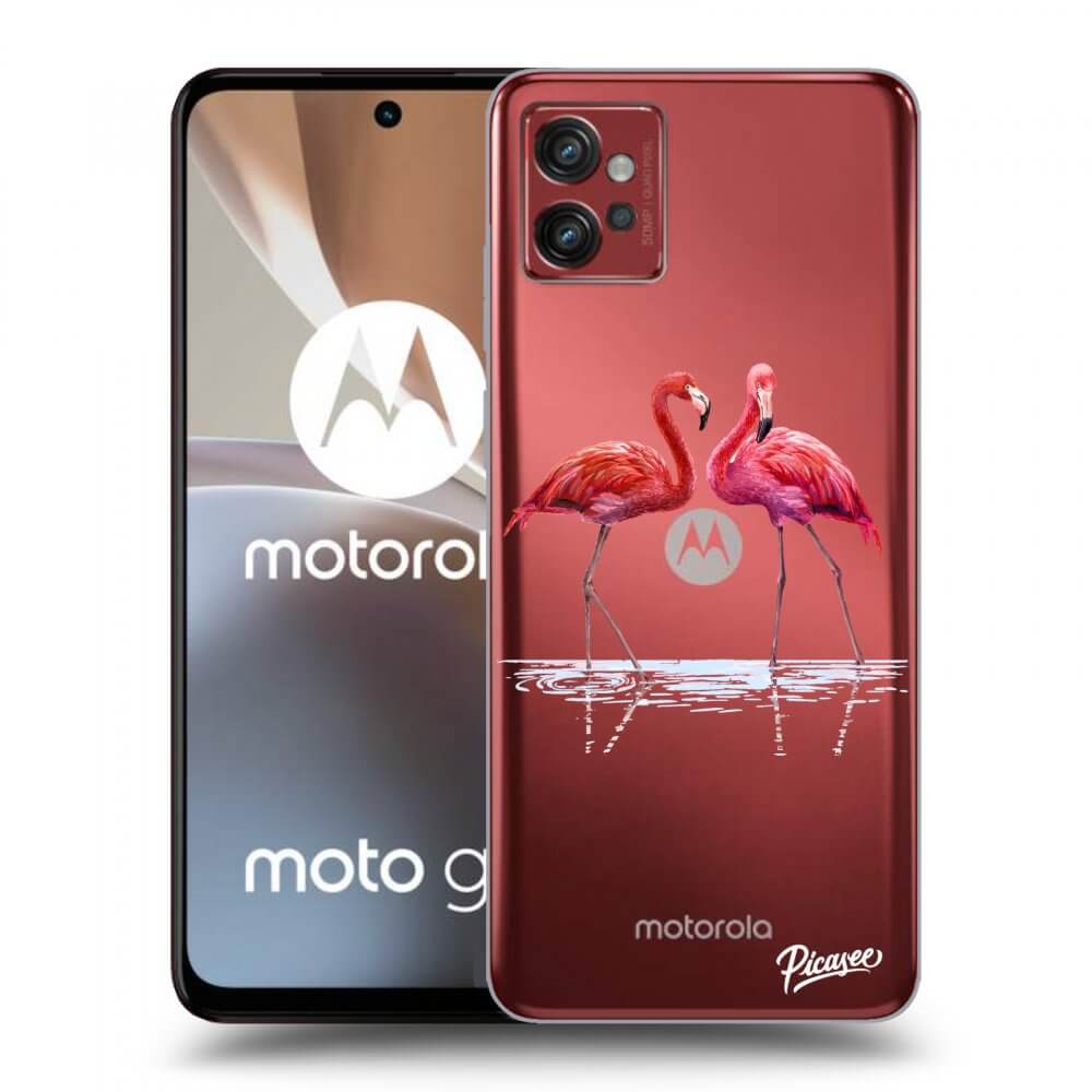 Picasee silikonowe przeźroczyste etui na Motorola Moto G32 - Flamingos couple