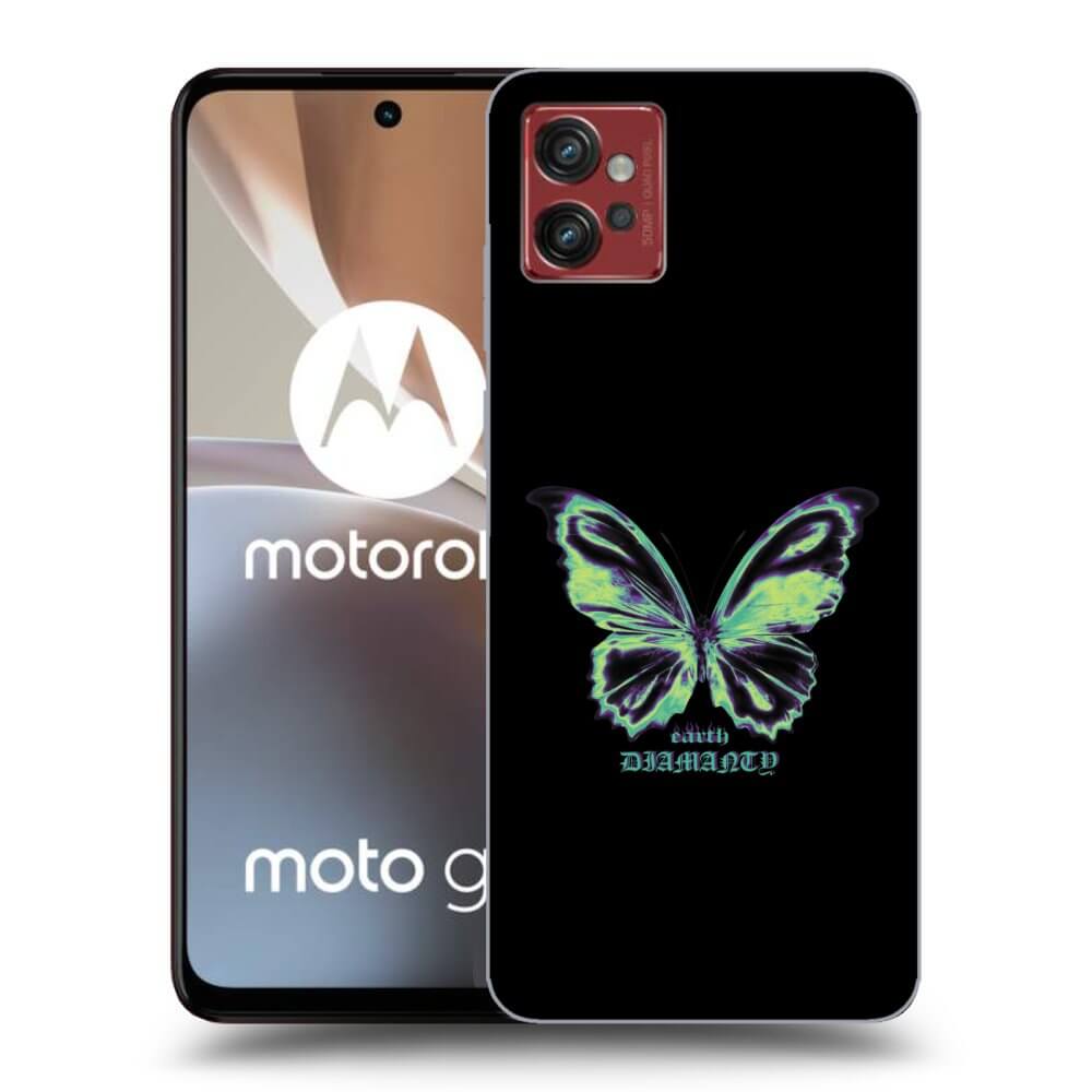 Picasee silikonowe czarne etui na Motorola Moto G32 - Diamanty Blue