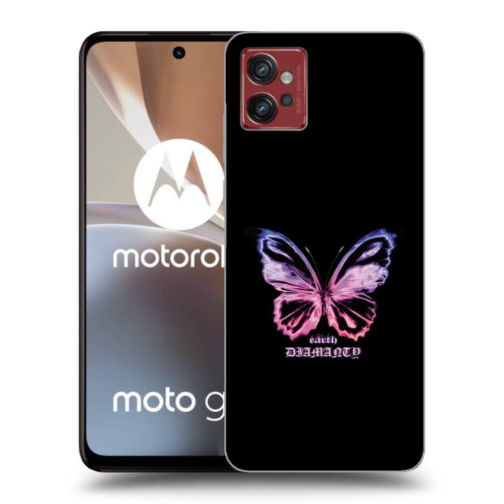 Picasee silikonowe czarne etui na Motorola Moto G32 - Diamanty Purple