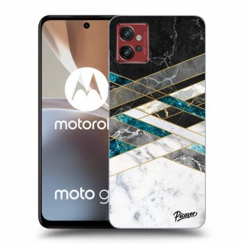 Picasee silikonowe czarne etui na Motorola Moto G32 - Black & White geometry