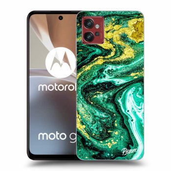 Picasee silikonowe czarne etui na Motorola Moto G32 - Green Gold