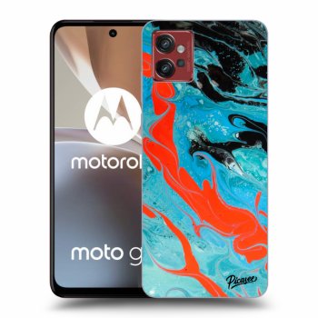 Picasee silikonowe czarne etui na Motorola Moto G32 - Blue Magma