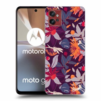 Picasee silikonowe przeźroczyste etui na Motorola Moto G32 - Purple Leaf