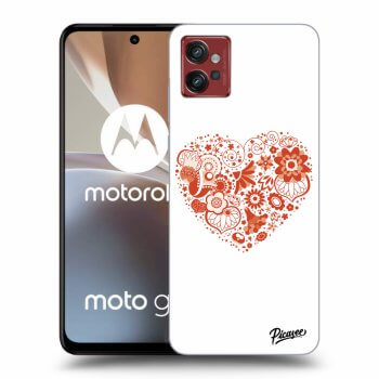 Picasee silikonowe czarne etui na Motorola Moto G32 - Big heart