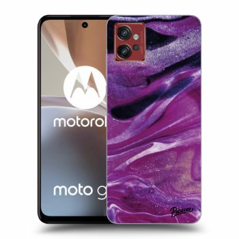 Picasee silikonowe czarne etui na Motorola Moto G32 - Purple glitter
