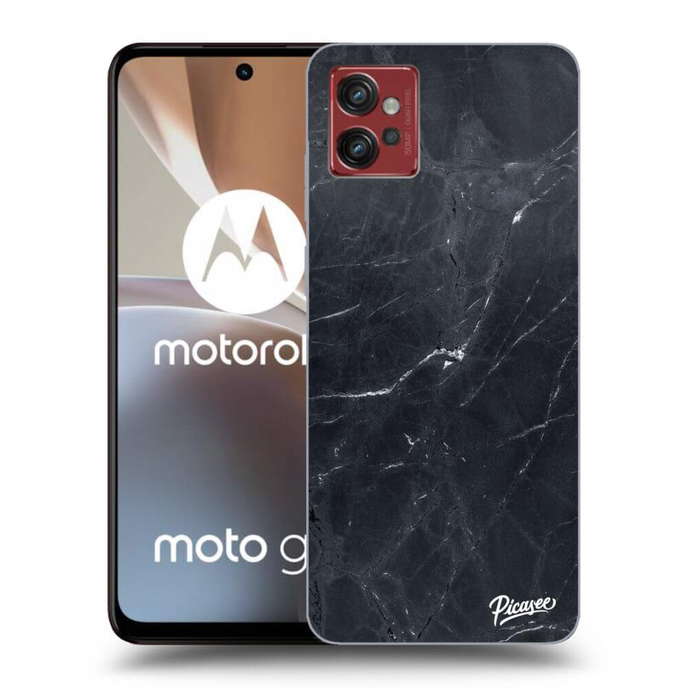 Picasee silikonowe czarne etui na Motorola Moto G32 - Black marble