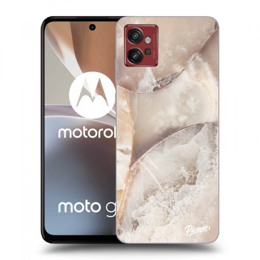 Picasee silikonowe czarne etui na Motorola Moto G32 - Cream marble