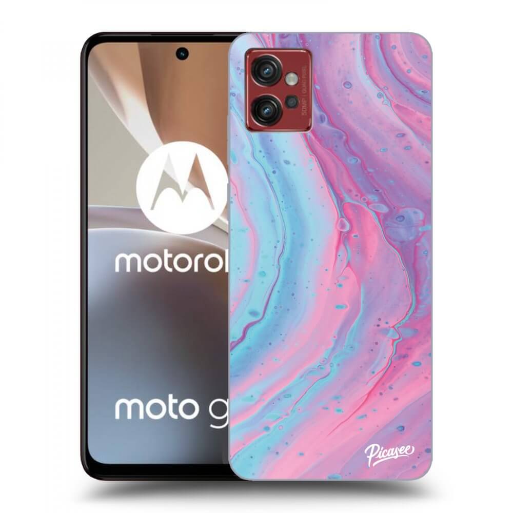 Picasee silikonowe przeźroczyste etui na Motorola Moto G32 - Pink liquid